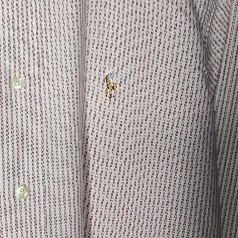 Polo Ralph Lauren Pink Oxford Button Up Shirt Mens L Custom Fit Flesh Pony 16-33 - Picture 4 of 8